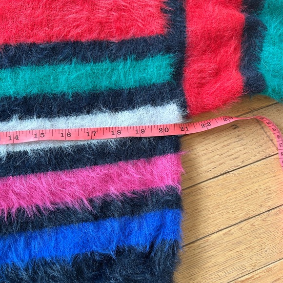 EUC A New Day Women's Crewneck Fuzzy Pullover sweater Multicolor Stripe - Picture 13 of 16